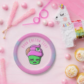 Grumpy Zombie Muffin Pink Brain Eyeball Halloween Pappteller (Party)