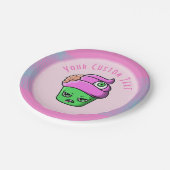 Grumpy Zombie Muffin Pink Brain Eyeball Halloween Pappteller (Schrägansicht)