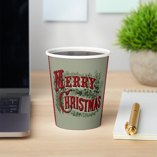 Grün 1876 Frohe Weihnachten Pappbecher (InSitu)