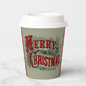 Grün 1876 Frohe Weihnachten Pappbecher (Rückseite)
