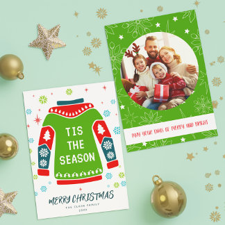 Grün 1 Foto Familie Ugly Sweater Dies ist die Jahr Feiertagskarte