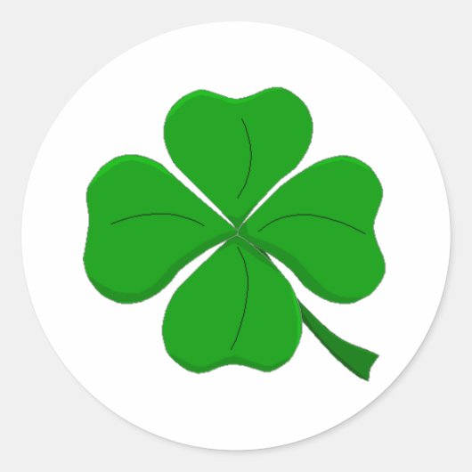 Grün, 4-Blätter-Klee Runder Aufkleber (Vorderseite)