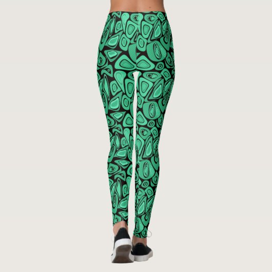 Grün, abstrakt, Retro Leggings (Rückseite)