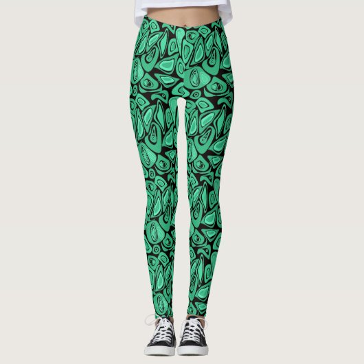 Grün, abstrakt, Retro Leggings (Vorderseite)