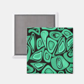 Grün, abstrakt, Retro Magnet (Vorderseite/Rückseite)