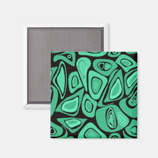 Grün, abstrakt, Retro Magnet (Vorderseite/Rückseite)