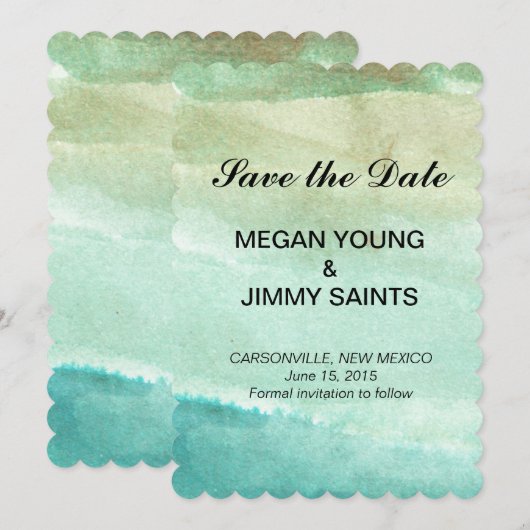 grün abstrakte Wasserfarbe Save the Date (Vorne/Hinten)