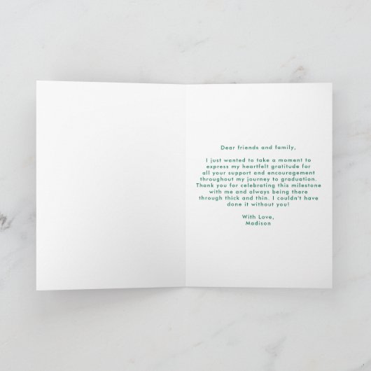 Grün | Abstrakter Pinselstriche Foto Abschluss Dankeskarte (Innenseite)