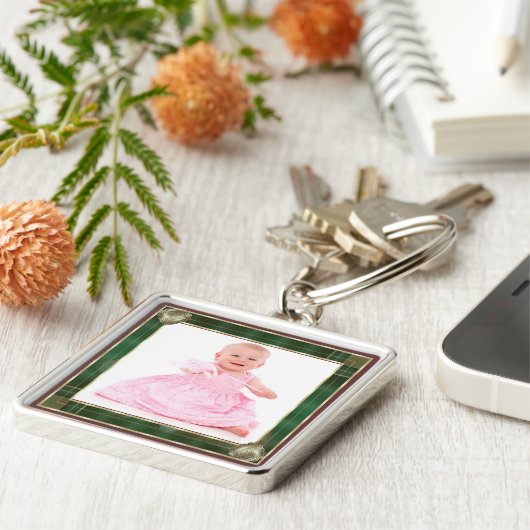 Grün antischer Rahmen Fügen Sie hier Ihr Foto hinz Schlüsselanhänger (Seite)