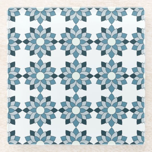 Grün & Aqua Blütenmuster Untersetzer (Vorderseite)