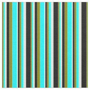 Grün, Aqua, leichte Kyan und schwarze Streifen Stoff