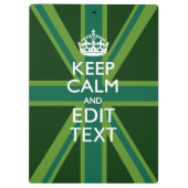 Grün Aquamarin Behalten Ruhe und Ihr Text Union Ja Klemmbrett (Rückseite)