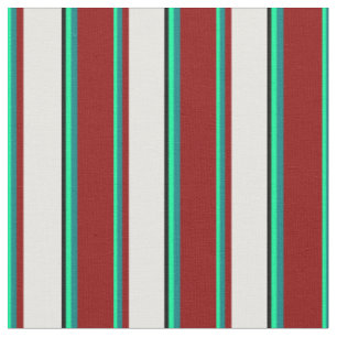 Grün, Aquamarin, Dunkelrot, Weiß und Schwarz Stoff