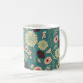 Grün Aquamarin rosa Blumentoß Gemusterte Blume Kaffeetasse (VorderseiteRechts)