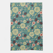 Grün Aquamarin rosa Blütenmuster Mix-Muster Geschirrtuch (Vertikal)