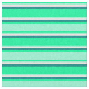 Grün, Aquamarine, Minzcreme und Aquamarine Linien Stoff