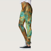 Grün Aquamarines Swirl-Fraktale Leggings, die Psyd Leggings (Links)