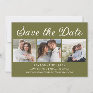Grün auf 4 Fotos - 2-seitige Hochzeitstag Rett Save The Date