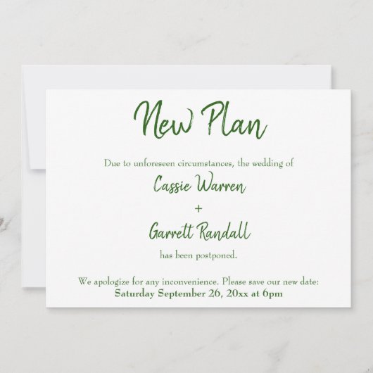 Grün auf der Ankündigung von Neuhochzeiten (Vorderseite)