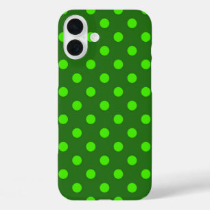 Grün auf dunkelgrünem Punkte-Musterdesign iPhone 16 Plus Hülle