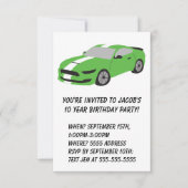 Grün-Auto-Jungen/Männer-Geburtkarte Einladung (Vorderseite)