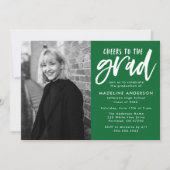 Grün | Beifall zur Grand Script Graduation Party Einladung (Vorderseite)