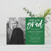 Grün | Beifall zur Grand Script Graduation Party Einladung (Stehend Vorderseite)