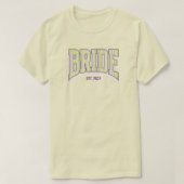 Grün + Beige gestreift lila Varsity BRIDE T-Shirt (Design vorne)