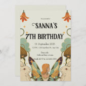 Grün beige Orange Niedlich Fairy Schwanz Hase Gebu Einladung (Vorne/Hinten)