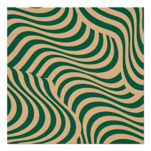 Grün Beige Zebra Streifen Minimalistischer Frühlin Poster