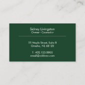Grün Beruflich gebogen und einfach modern Visitenkarte (Rückseite)