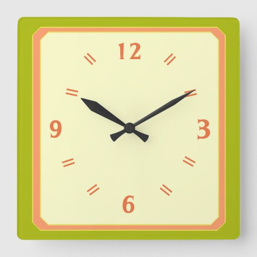 Grün blasser Lemon mit Peach Numerals Uhr (Vorderseite)