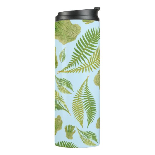 Grün Blätter Blau Farbe. Leaf Pattern Thermosbecher (Nach links gedreht)