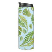 Grün Blätter Blau Farbe. Leaf Pattern Thermosbecher (Nach rechts gedreht)