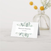 Grün-Blätter Hochzeit Platzkarte (Rückseite)