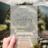 Grün Blätter oder Weinberge Stilvolle Script-Hochz Acryleinladungen