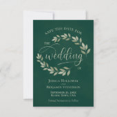 Grün Blätter über Smaragdgrüne Hochzeit Save The Date (Vorderseite)