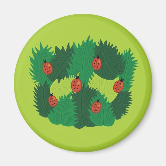 Grün-Blätter-und Marienkäfer-Frühlings-Zeit Magnet (Vorne)