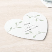Grün blättrige Dusty-Namen Datum Hochzeitsherz Untersetzer (angewinkelt)