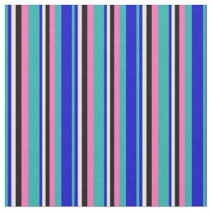 Grün, Blau, Beige, Schwarz und Heiß-Rosa Stoff
