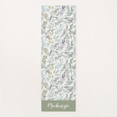 Grün Blau Botanisches Wasserfarben-Monogramm Name Yogamatte (Vorderseite)