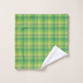 Grün Blau Checker Abstract Muster Badhandtuch Set (Waschlappen)