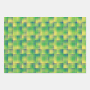 Grün Blau Checker Abstract Muster Geschenkpapier Set