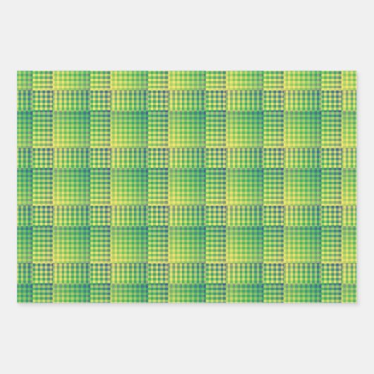 Grün Blau Checker Abstract Muster Geschenkpapier Set (Vorderseite)