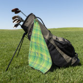 Grün Blau Checker Abstract Muster Golfhandtuch (Gras)