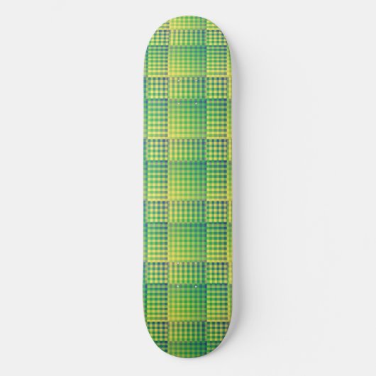 Grün Blau Checker Abstract Muster Skateboard (Vorderseite)