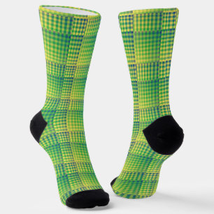 Grün Blau Checker Abstract Muster Socken