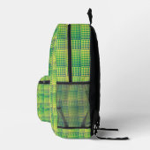 Grün Blau Checker Abstraktes Muster Bedruckter Rucksack (Rechts)