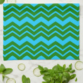 Grün Blau Chevron Zickzack-Design Geschirrtuch (Gefaltet)
