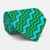 Grün Blau Chevron Zickzack-Design  Krawatte (Gerollt)